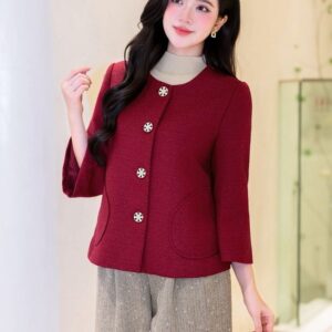 Áo dạ cổ tròn tay loe